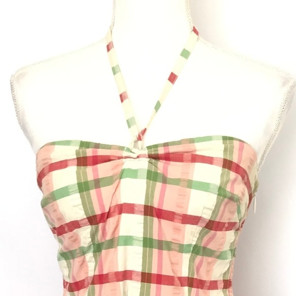Vintage Pink Green Classic Vintage dress plaid Juicy Couture small halter - Picture 4 of 8